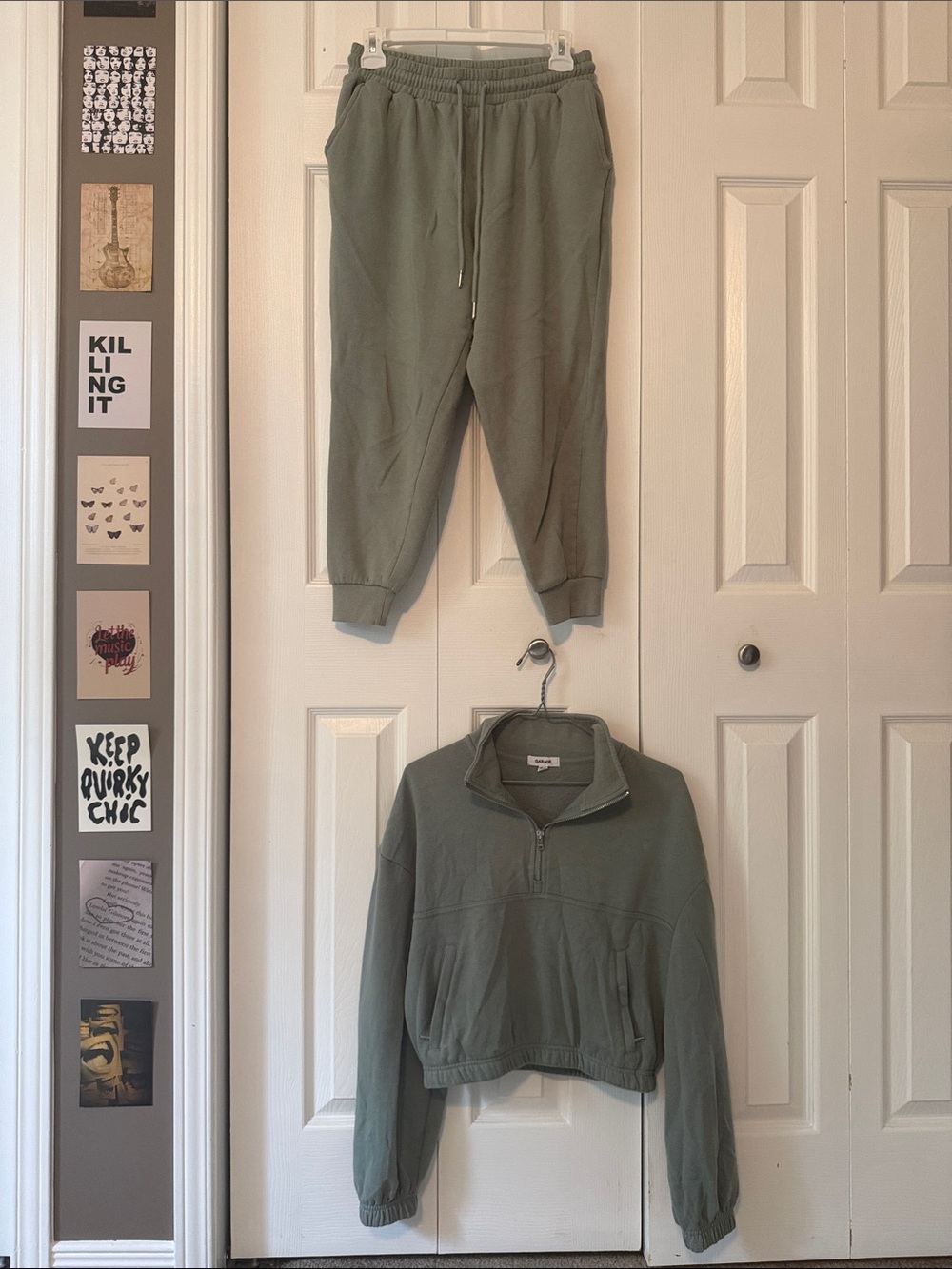 Garage Sage Green Half-Zip Crop Sweatshirt & Jogger Set